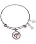Unwritten Love Is A Four Legged Word Charm Adjustable Bangle Bracelet In Two-tone Stainless Steel
