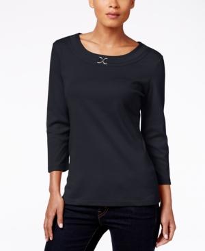 Karen Scott Scoop-neck Embellished Top, Only At Macy's