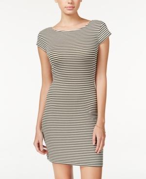 Teeze Me Juniors' Cutout-back Striped Bodycon Dress