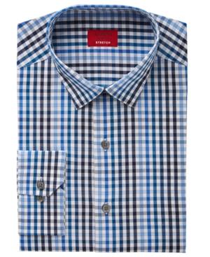 Alfani Men's Slim-fit Stretch Ombre Multi-gingham Blue/navy Dress Shirt, Created For Macy's