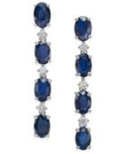 Blue Sapphire (4-3/4 Ct. T.w.) & White Sapphire (1/5 Ct. T.w.) Drop Earrings In Sterling Silver