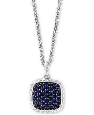 Effy Sapphire Cluster 18 Pendant Necklace (1-1/2 Ct. T.w.) In Sterling Silver