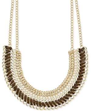 Inc International Concepts Gold-tone Faux-leather-wrapped Collar Necklace, Only At Macy's