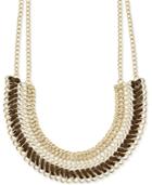Inc International Concepts Gold-tone Faux-leather-wrapped Collar Necklace, Only At Macy's