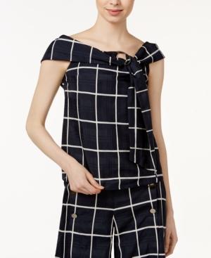 J.o.a. Plaid Off-the-shoulder Top