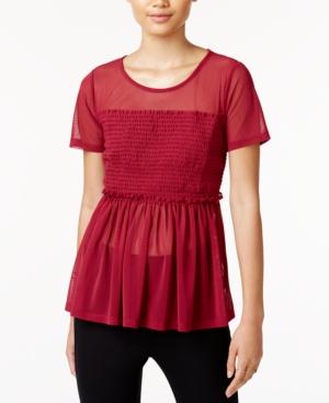 Bar Iii Smocked Mesh Top, Created For Macy's