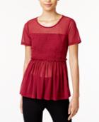 Bar Iii Smocked Mesh Top, Created For Macy's