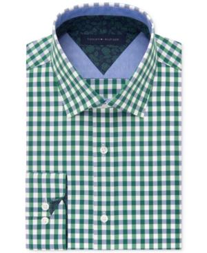 Tommy Hilfiger Men's Slim-fit Green Check Liberty-print Dress Shirt