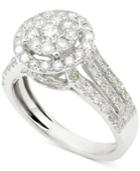 Diamond Round Cluster Engagement Ring (1-1/2 Ct. T.w.) In 14k White Gold