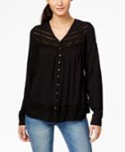 Karen Kane Lace-trim Crinkle Blouse