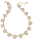 Charter Club Gold-tone Crystal & Imitation Pearl Cluster Collar Necklace, 17 + 2 Extender, Created For Macy's