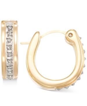 Signature Diamonds Hoop Earrings In 14k Gold Over Resin Core Diamond And Crystallized Diamond Dust
