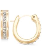 Signature Diamonds Hoop Earrings In 14k Gold Over Resin Core Diamond And Crystallized Diamond Dust