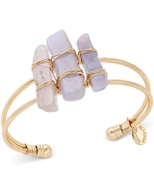C.a.k.e. By Ali Khan Gold-tone Purple Stone Open Cuff Bangle Bracelet