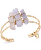 C.a.k.e. By Ali Khan Gold-tone Purple Stone Open Cuff Bangle Bracelet