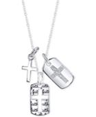 Unwritten Cubic Zirconia Three Cross Pendant Necklace In Sterling Silver