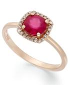 Rosa By Effy Ruby (1 Ct. T.w.) And Diamond Accent Square Ring In 14k Rose Gold