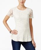 Charter Club Petite Lace Peplum Top, Only At Macy's