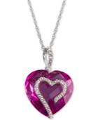 Lab Created Pink Sapphire (9 Ct. T.w.) & White Sapphire Accent 18 Heart Pendant Necklace In Sterling Silver