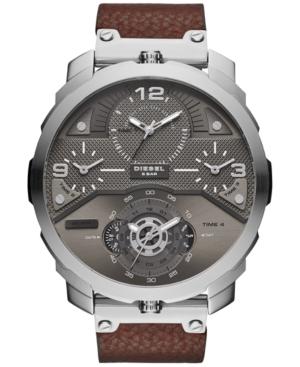 Diesel Men's Chronograph Machinus Dark Brown Leather Strap Watch 55x60mm Dz7360