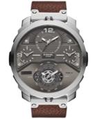 Diesel Men's Chronograph Machinus Dark Brown Leather Strap Watch 55x60mm Dz7360