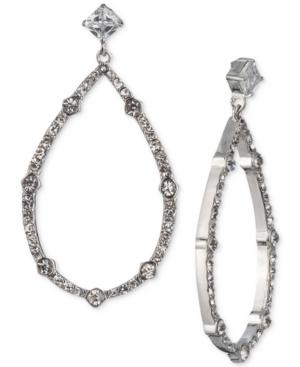 Carolee Silver-tone Cubic Zirconia Drop Hoop Earrings