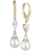 Anne Klein Imitation Pearl And Crystal Drop Earrings