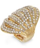 Inc International Concepts Gold-tone Crystal Pave Multi-row Dome Ring