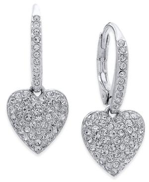 Danori Silver-tone Cubic Zirconia Heart Drop Earrings, Only At Macy's