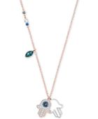 Swarovski Two-tone Multi-crystal Hamsa Hand Pendant Necklace