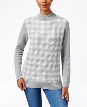 Karen Scott Plaid Mock-neck Sweater, Only At Macy's