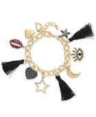 Thalia Sodi Two-tone Crystal & Tassel Multi-charm Bracelet, Created For Macy's