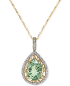 Effy Green Amethyst (3-1/3 Ct. T.w.) & Diamond (1/3 Ct. T.w.) 18 Pendant Necklace In 14k Gold