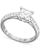 Swarovski Rhodium-plated Square-cut Clear Crystal Ring