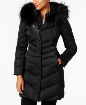 T Tahari Asiatic Raccoon-fur-trim Down Puffer Coat