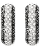 Genevieve & Grace Sterling Silver Earrings, Marcasite And Crystal Clip-on Earrings