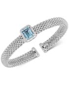 Blue Topaz Cuff Bangle Braclet (3 Ct. T.w.) In Sterling Silver