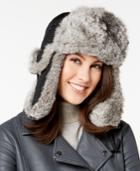 Surell Rabbit Fur Trim Quilted Trooper Hat
