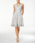 Ivanka Trump Floral-embroidered Fit & Flare Dress