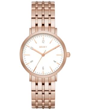 Dkny Women's Dress Case Rose Gold-tone Stainless Steel Bracelet Watch 36mm Ny2504