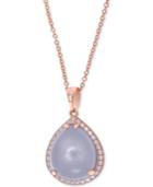 Effy Chalcedony (6-4/5 Ct. T.w.) And Diamond (1/4 Ct. T.w.) Pendant Necklace In 14k Rose Gold