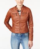 Jou Jou Juniors' Zip Front Faux-leather Moto Jacket