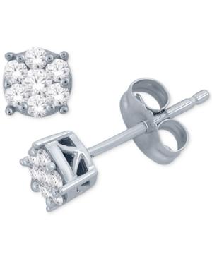 Diamond Cluster Stud Earrings (1/5 Ct. T.w.) In 10k White Gold