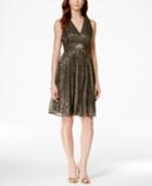 Jessica Howard Metallic Jeweled Halter Dress