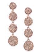 Inc International Concepts Rose Gold-tone Pink Pave Orb Linear Drop Earrings, Created For Macy's