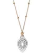 Lucky Brand Two-tone Leather Teardrop Pendant Necklace