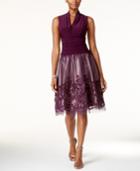 Sl Fashions Surplice Soutache Fit & Flare Dress