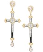 Swarovski Two-tone Crystal & Imitation Pearl Cross Chandelier Earrings