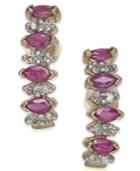 Ruby (1 Ct. T.w.) & Diamond (1/4 Ct. T.w.) Drop Earrings In 14k Gold