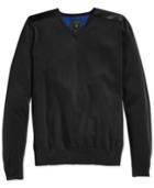 Guess Luke V-neck Faux-leather-trim Sweater